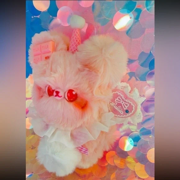 Strawberry Pink Sugar Cone Bunny Cat & Teddy Bear Plush Set